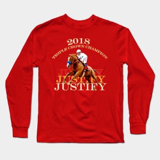 Justify Wins the 2018 Triple Crown Horse Racing Design Long Sleeve T-Shirt